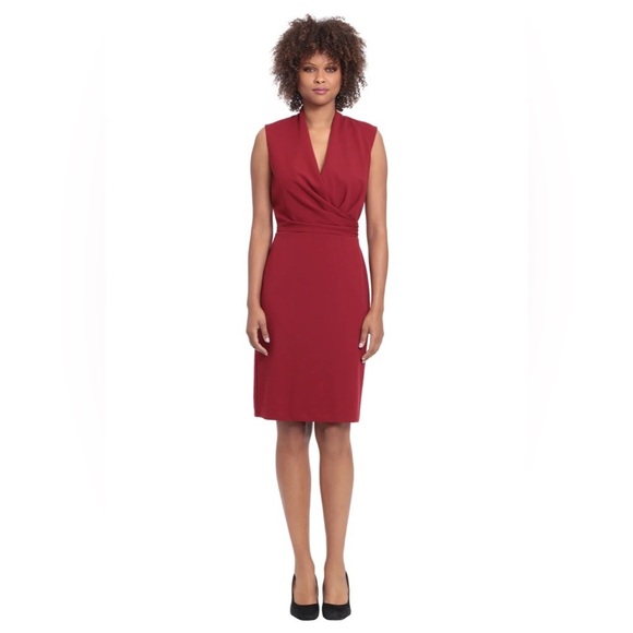 Maggy London Soraya Red Plunging V-Neckline Sheath Dress used once SZ 10 - Picture 1 of 6